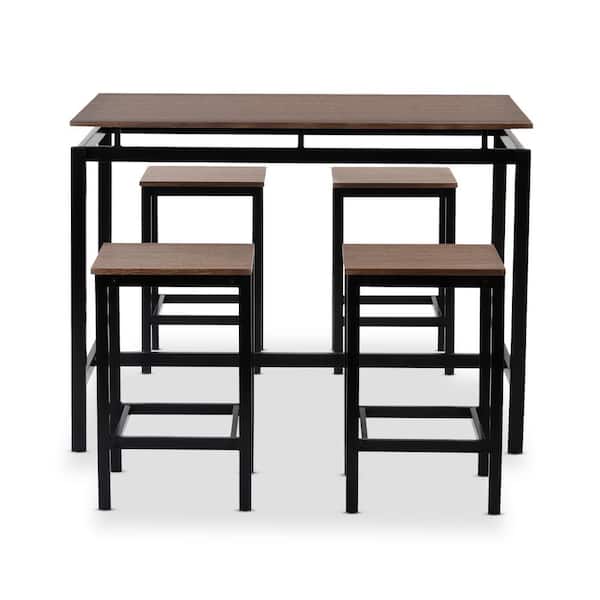 Utopia 4niture Morisette 5-Pieces Dark Brown Dining Set with Counter Height Table and Four Chairs