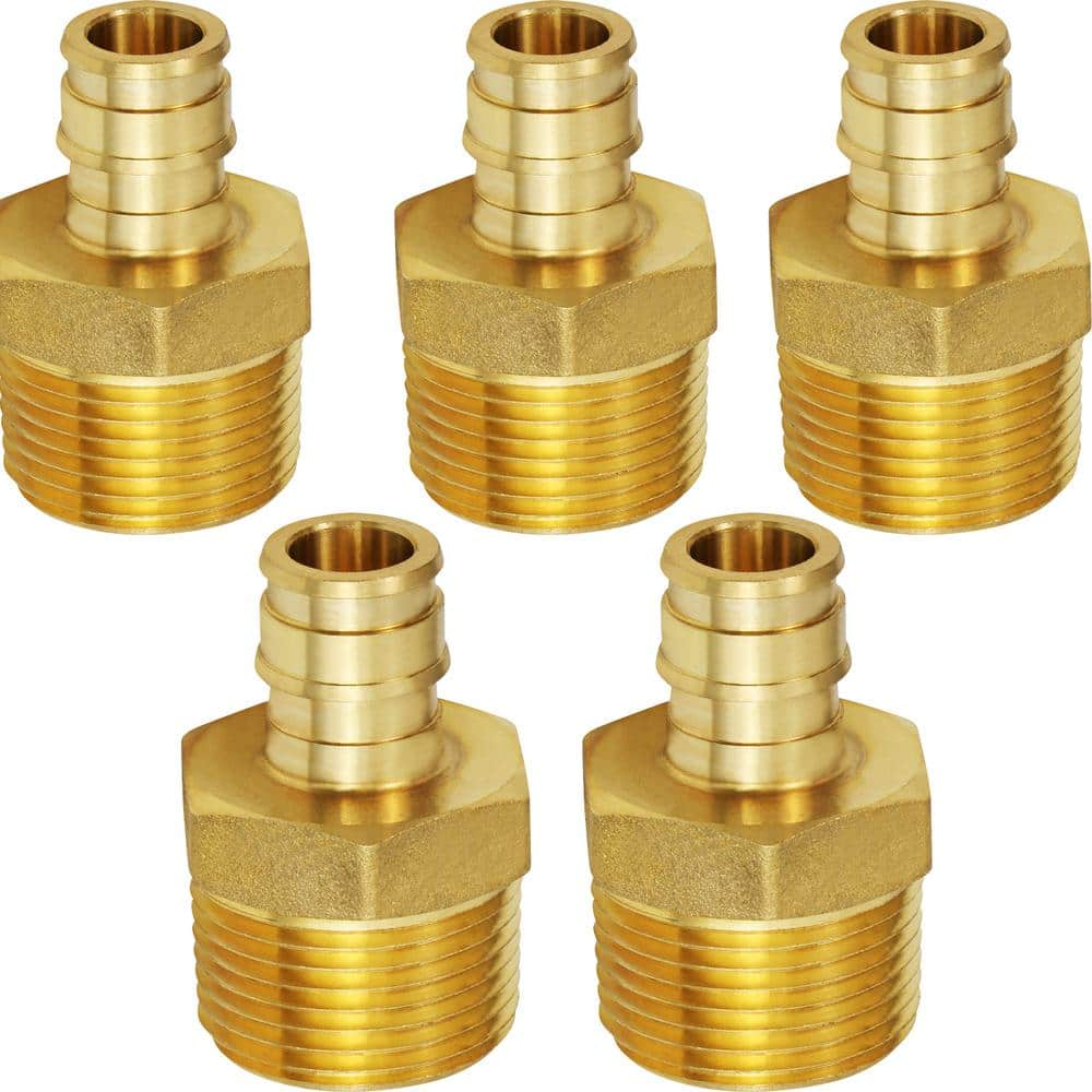 The Plumbers Choice 12 In X 34 In 90° Pex A X Mip Expansion Pex Adapter Lead Free Brass 0950