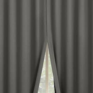 Aria Magnetic Closure Theater Grade Gray Polyester 52 in. W x 63 in. L Back Tab 100% Blackout Curtain (Double Panel)