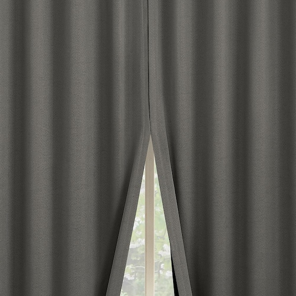 Sun Zero Aria Magnetic Closure Theater Grade Gray Polyester 52 in. W x 63 in. L Back Tab 100% Blackout Curtain (Double Panel)