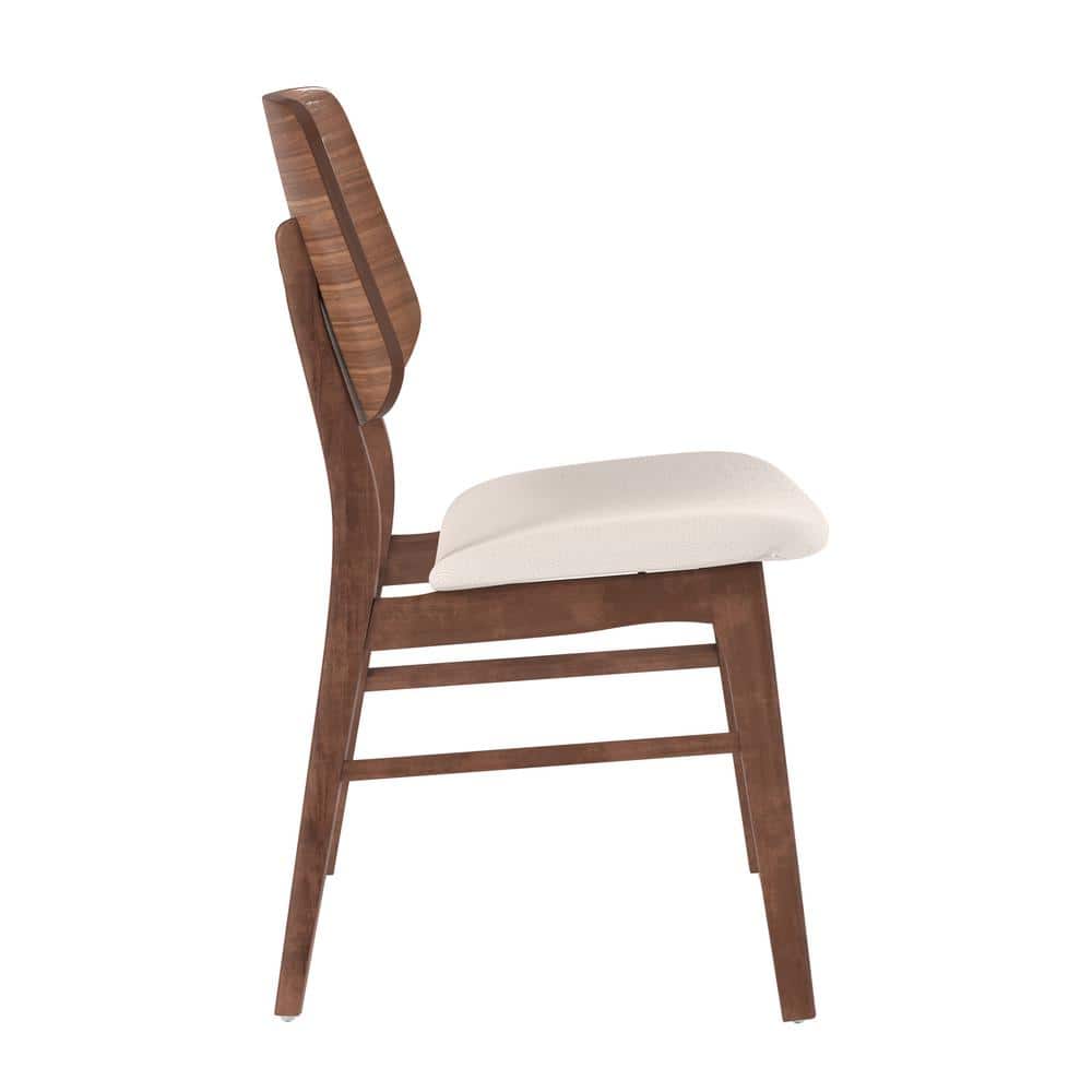 Oscar Walnut and Beige Upholstered Side Chairs, Set of 2