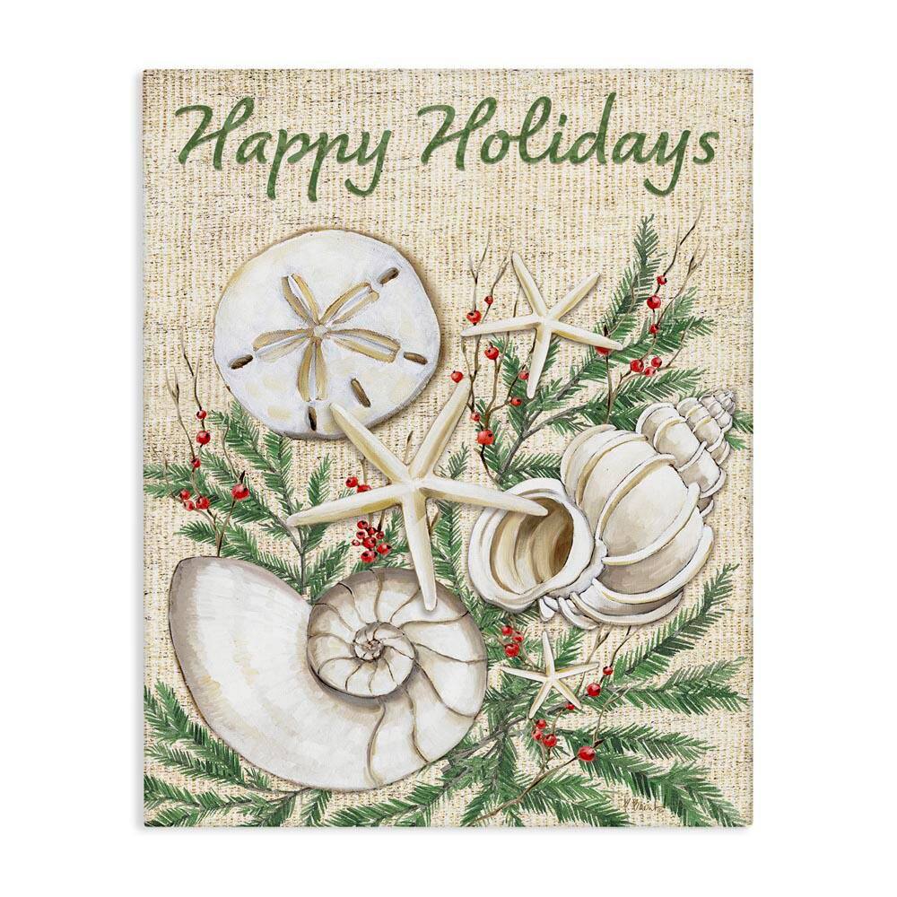 Festive Seashells and Holly by Paul Brent Unframed Typography Graphic Art Print 48 in. x 36 in. price history on PriceWatchPro