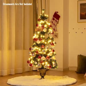 4 ft. Pre-Lit Spiral Topiary Christmas Tree Artificial Helical Xmas Tree (2-Pieces)
