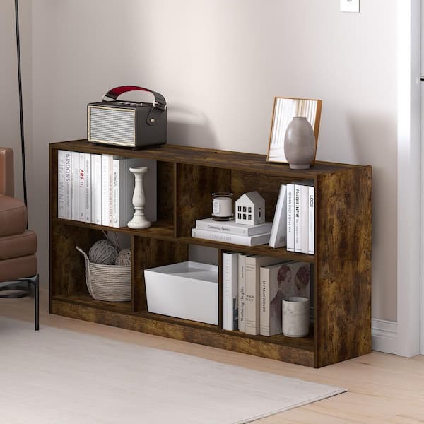 Daly 23.62 in. Tall Amber Pine Wood 5-Shelf Standard Bookcase