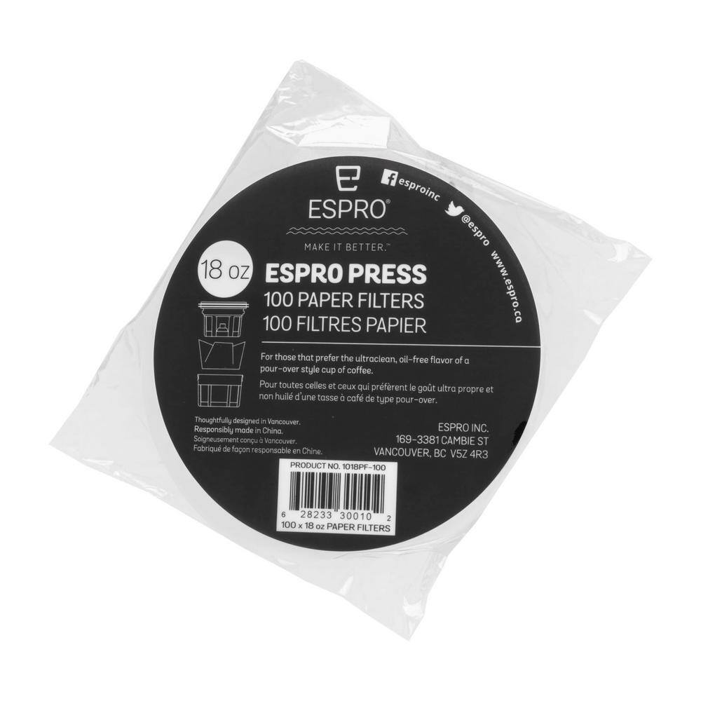ESPRO Coffee Filters for French Press, 18oz., (100Pack) 1018PF100 The Home Depot
