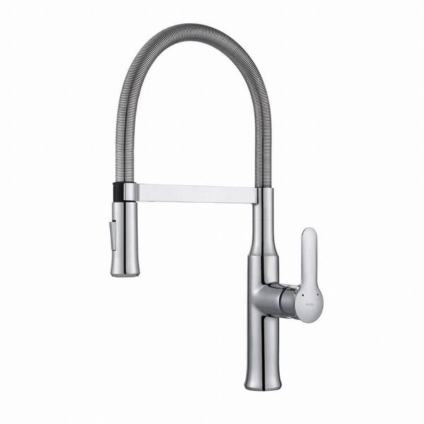 KRAUS Nola Flex Commercial Style Single-Handle Pull-Down Sprayer Kitchen Faucet in Chrome with Dual-Function Sprayer