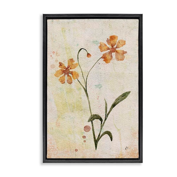 Stupell Industries Ceropsis Flower Sprig by Lydia Orange Black Floater Frame Nature Graphic Art Print 25 in. x 17 in.