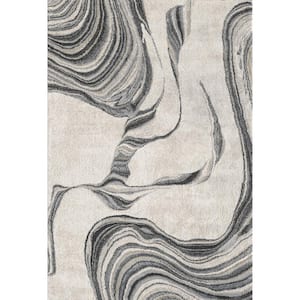 Aria Ivory 3 ft. x 5 ft. Marbled Modern Area Rug