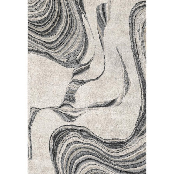 MILLERTON HOME Aria Ivory 8 ft. x 10 ft. Marbled Modern Area Rug