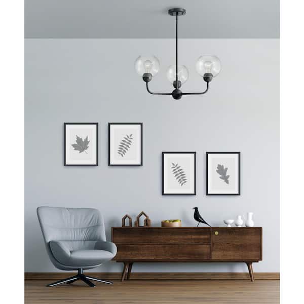Home Decorators Collection Jill 3-Light Black Chandelier