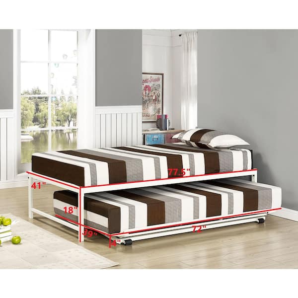 Hi Riser Twin Bed with Pop Up Trundle White