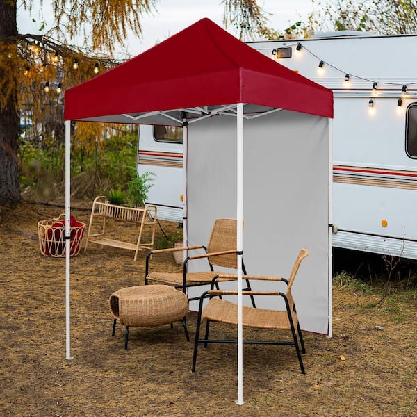 COOS BAY 5 ft. x 5 ft. Burgundy Pop Up Canopy Tent with Carry Bag, Removable Sidewall and Mesh Pocket, Instant Shelter Tent