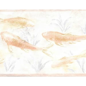 Falkirk Brin Fish In Pond Pearl, Beige, Pink, Light Green Wallpaper Border