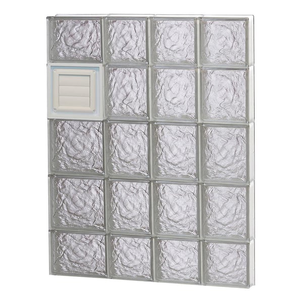 Clearly Secure 25 in. x 34.75 in. x 3.125 in. Frameless Ice Pattern Glass Block Window with Dryer Vent