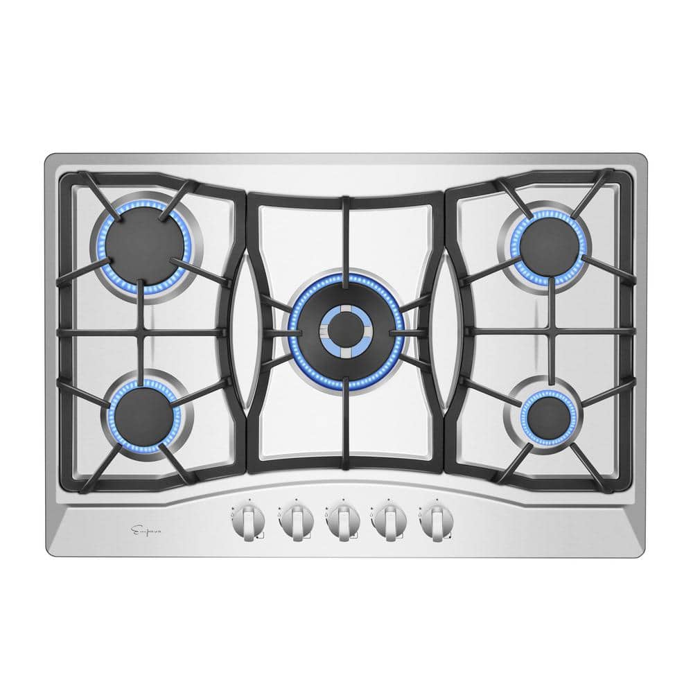 Empava 30 in. Gas Stove Cooktop with 5 Italy SABAF Burners in Stainless Steel, Silver