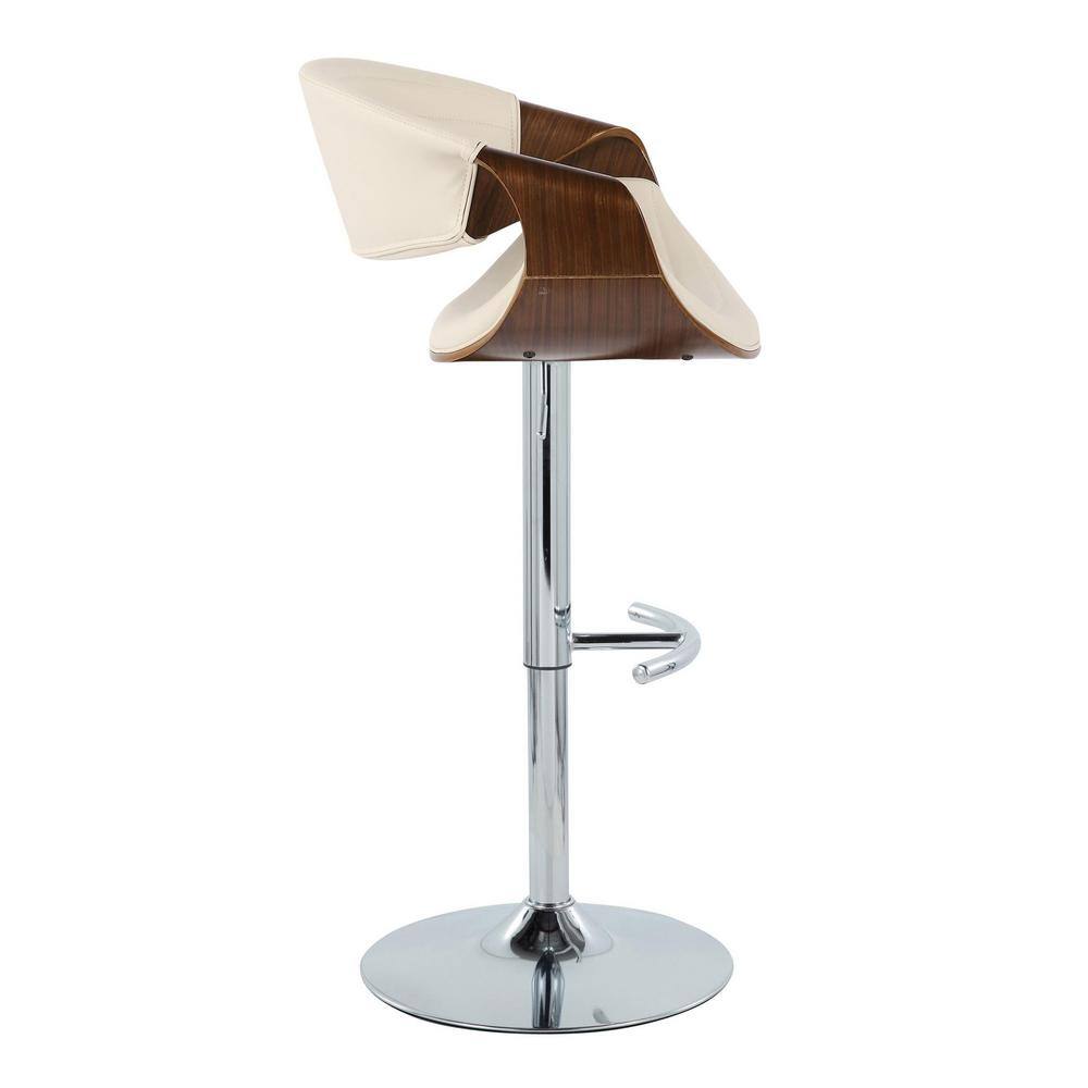 Symphony Adjustable Walnut and Cream Swivel Bar Stools, Set of 2