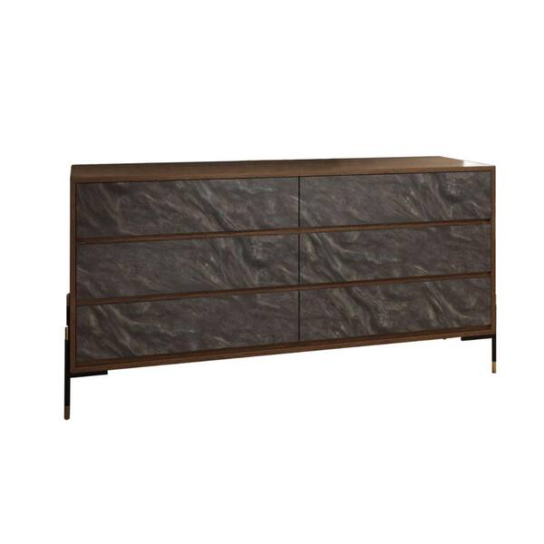 Benjara 63 in. Gray and Brown Wooden Dresser Without Mirror