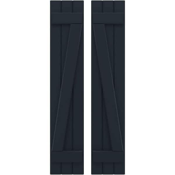 Ekena Millwork 10-1/2 in. W x 52 in. H Americraft 3 Board Real Wood Joined Board and Batten Shutters with Z-Bar Starless Night Blue