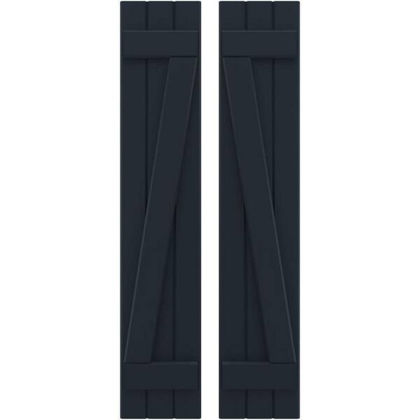 Ekena Millwork 10-1/2 in. W x 61 in. H Americraft 3-Board Real Wood Joined Board and Batten Shutters with Z-Bar Starless in Night Blue
