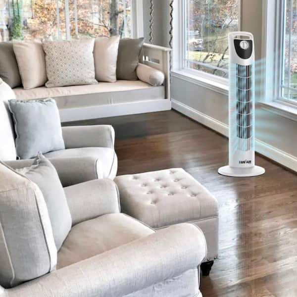 FANFAIR 30 in. 3 Fan Speeds Tower Fan in White with