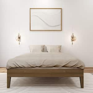 Brown, Wood Frame, Full-Size Platform Bed, Matte Walnut