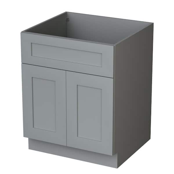 WOWOW 30-in W x 21-in D x 34.5-in H in Plywood Ready to Assemble Floor Drawer Base Bathroom Cabinet in Gray with Soft Close