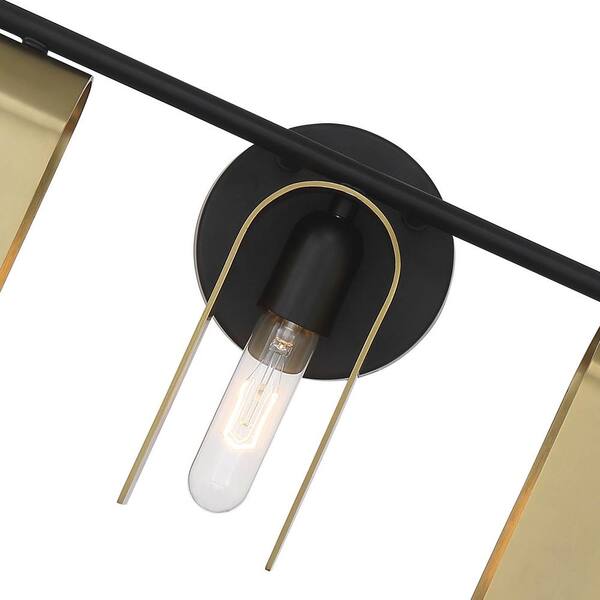 Designers Fountain - U Turn 31.5 in. 5-Light Matte Black Glam Vanity Light with Brushed Gold Metal Shades