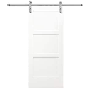 30 in. x 80 in. Birkdale Primed Solid Core Composite Sliding Barn Door with Stainless Steel Hardware Kit