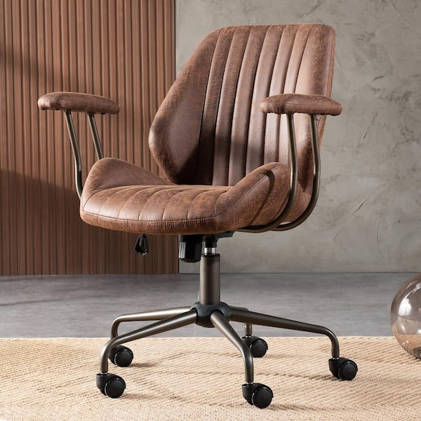 tan leather swivel office chair