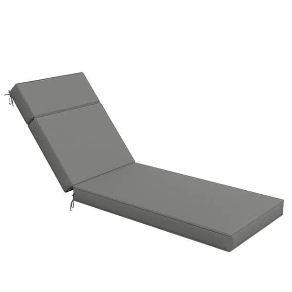 80 in. x 26 in. x 4 in. Premium Waterproof Chaise Lounge Cushion, All-Weather Replacement for Outdoor Chairs Light Grey