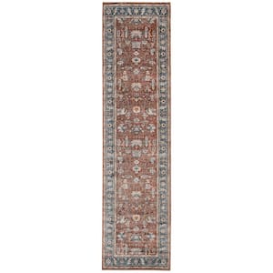 Arcadia 3 ft. X 10 ft. Navy/Red Oriental Area Rug