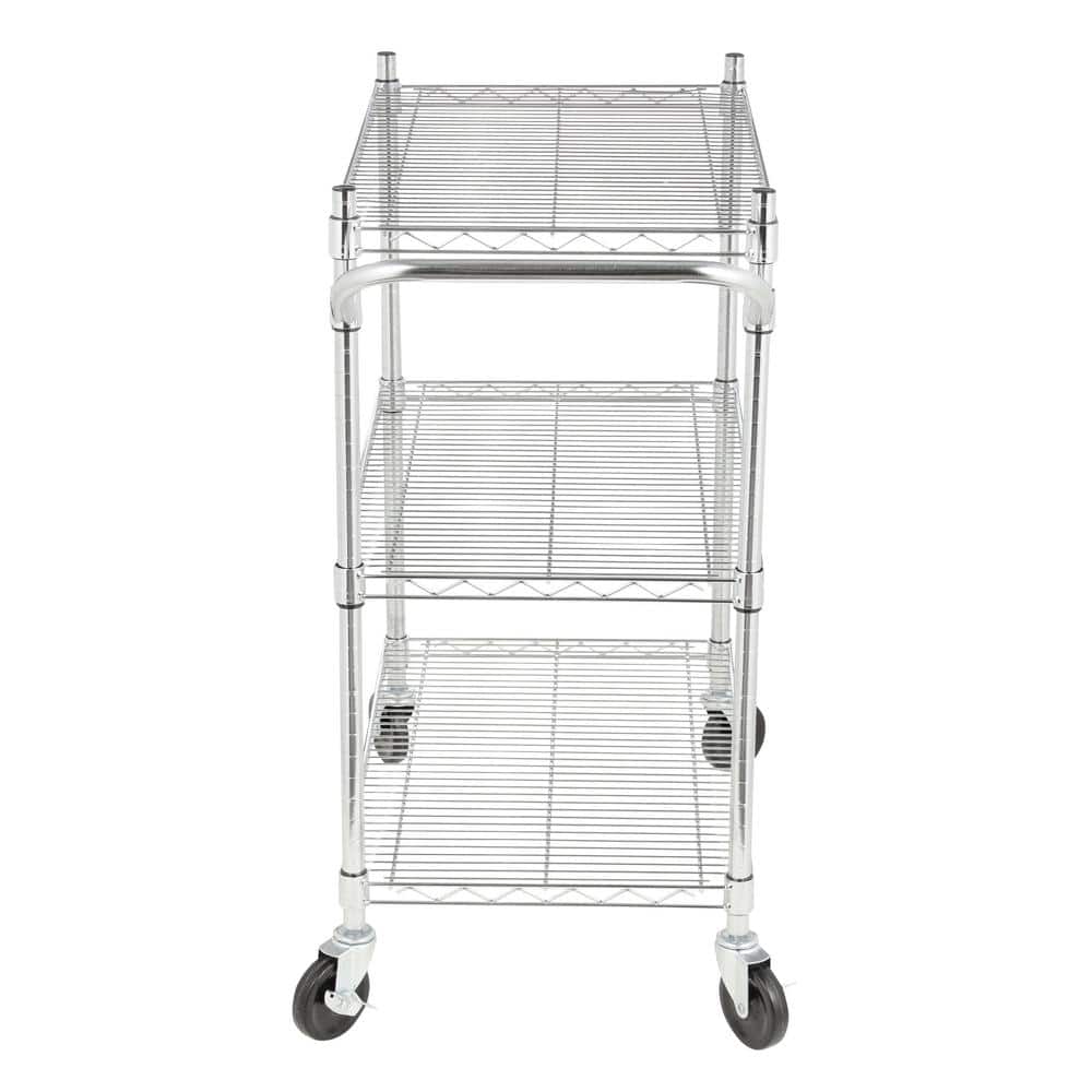 Oceanstar Chrome 3-Tier Adjustable Heavy-Duty Utility Cart