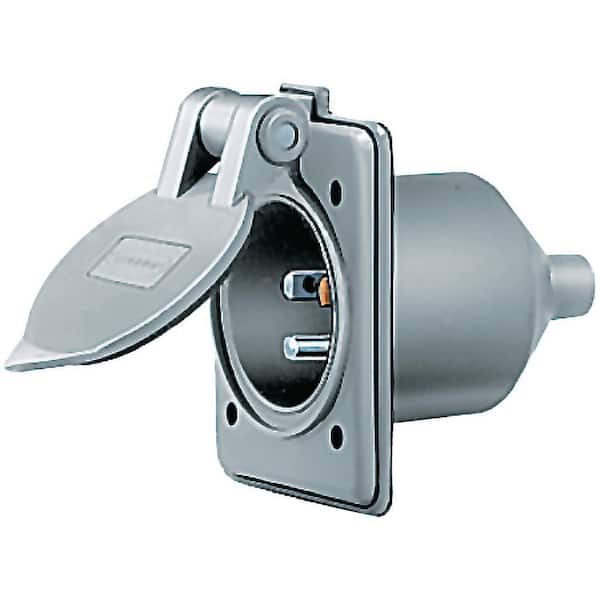 Hubbell Compact Gray Nylon Weatherproof Panel Mount Inlet