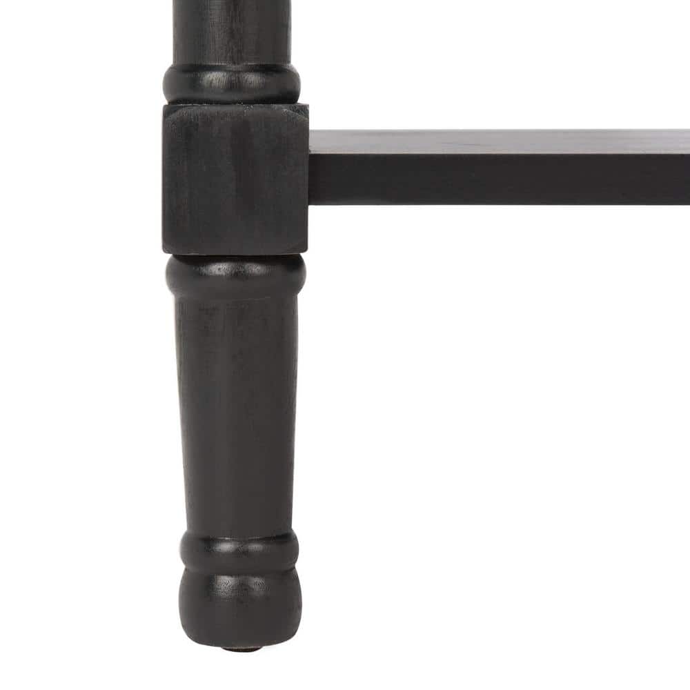 Whitney Black Wood Rectangular Accent Table with Storage