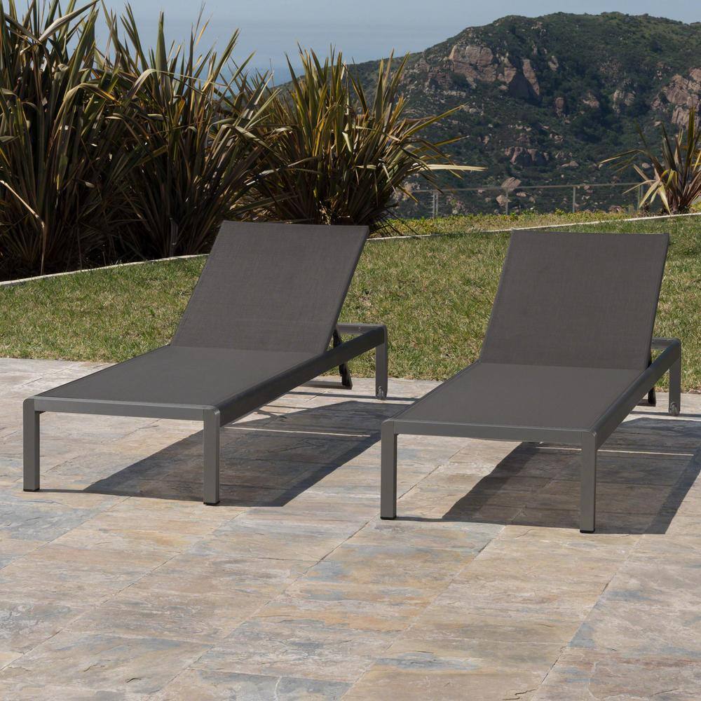 Gray Outdoor Mesh Chaise Lounge (Set of 2)-Modern Design, Rust-Resistant Aluminum Frame, Breathable Mesh price history on PriceWatchPro