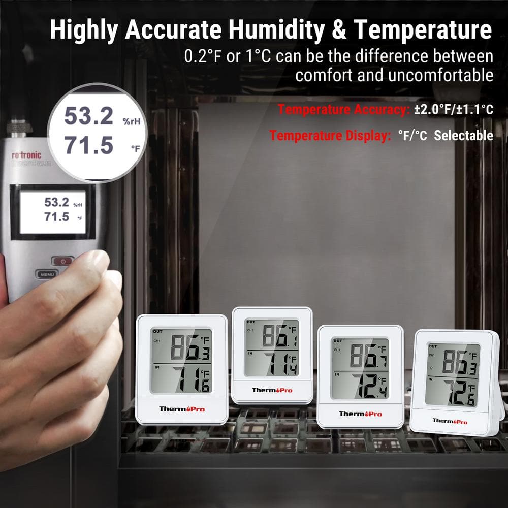 White Wireless Indoor Outdoor Thermometer with Temperature Sensor