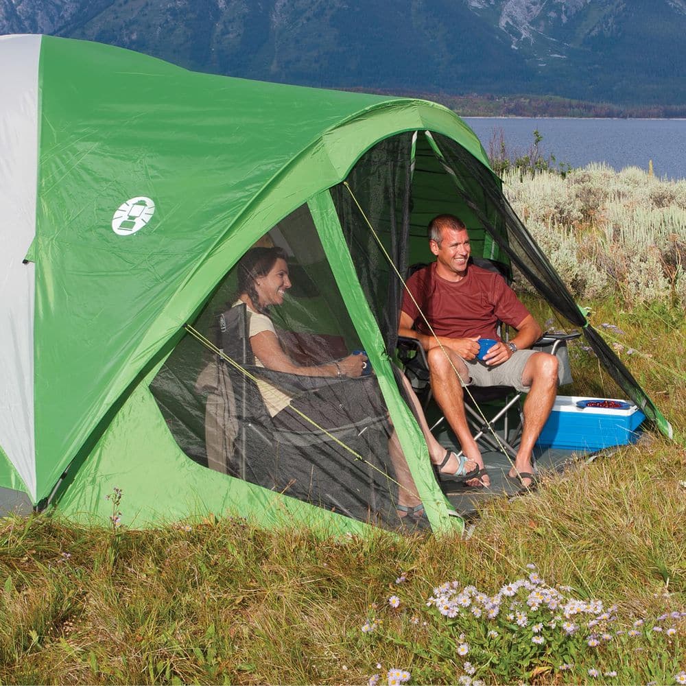 Green 6-Person Dome Tent with Screen Room and Carry Bag