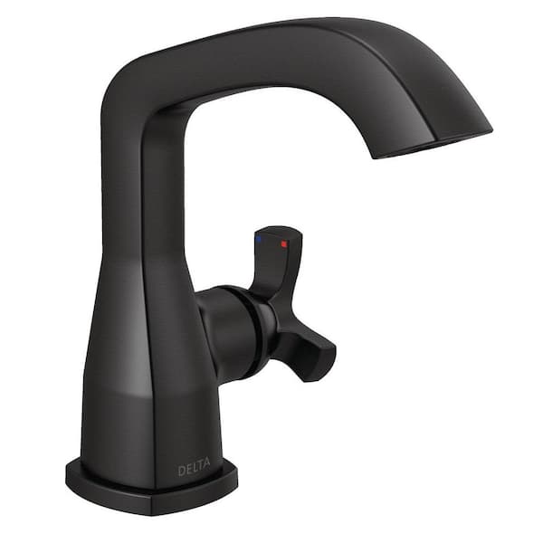 Delta Stryke Single Handle Single Hole Bathroom Faucet in Matte Black ...