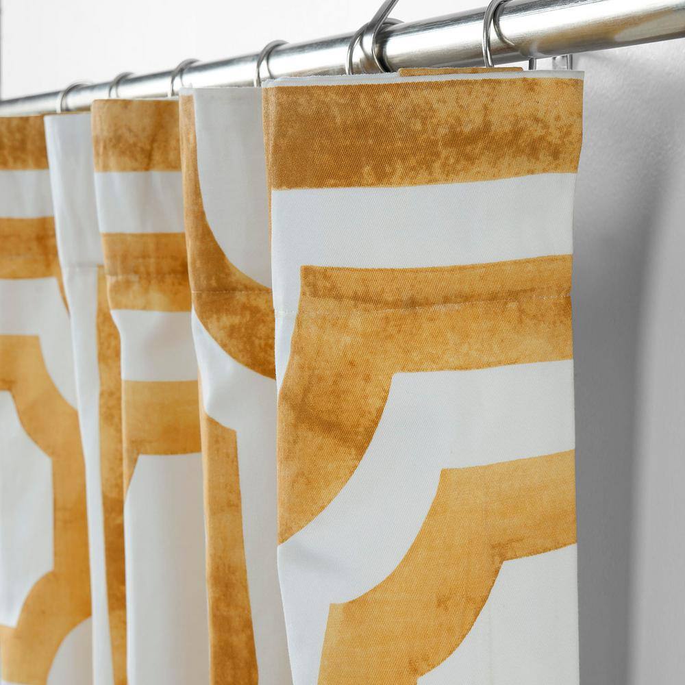 Gold Geometric Cotton Room-Darkening Curtain Panel, 96 Inches