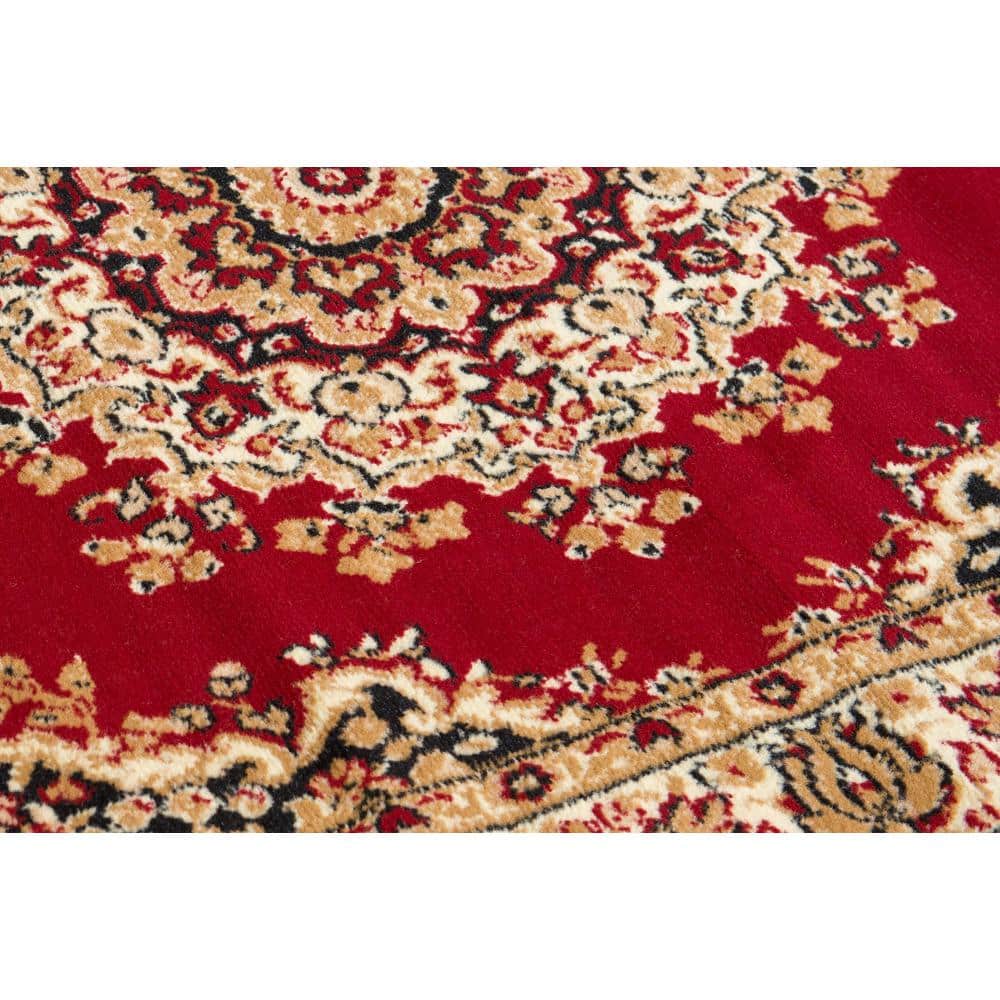 Red Oriental Synthetic Rectangular Area Rug 8' x 11'
