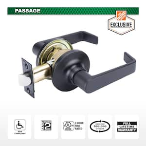 Light Duty Commercial Passage (hall/closet) Lever ADA UL 3-Hour Fire ANSI Grade 2, Matte Black Finish