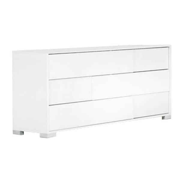 Benjara 61 in. White 6Drawer Wooden Dresser Without Mirror BM301299