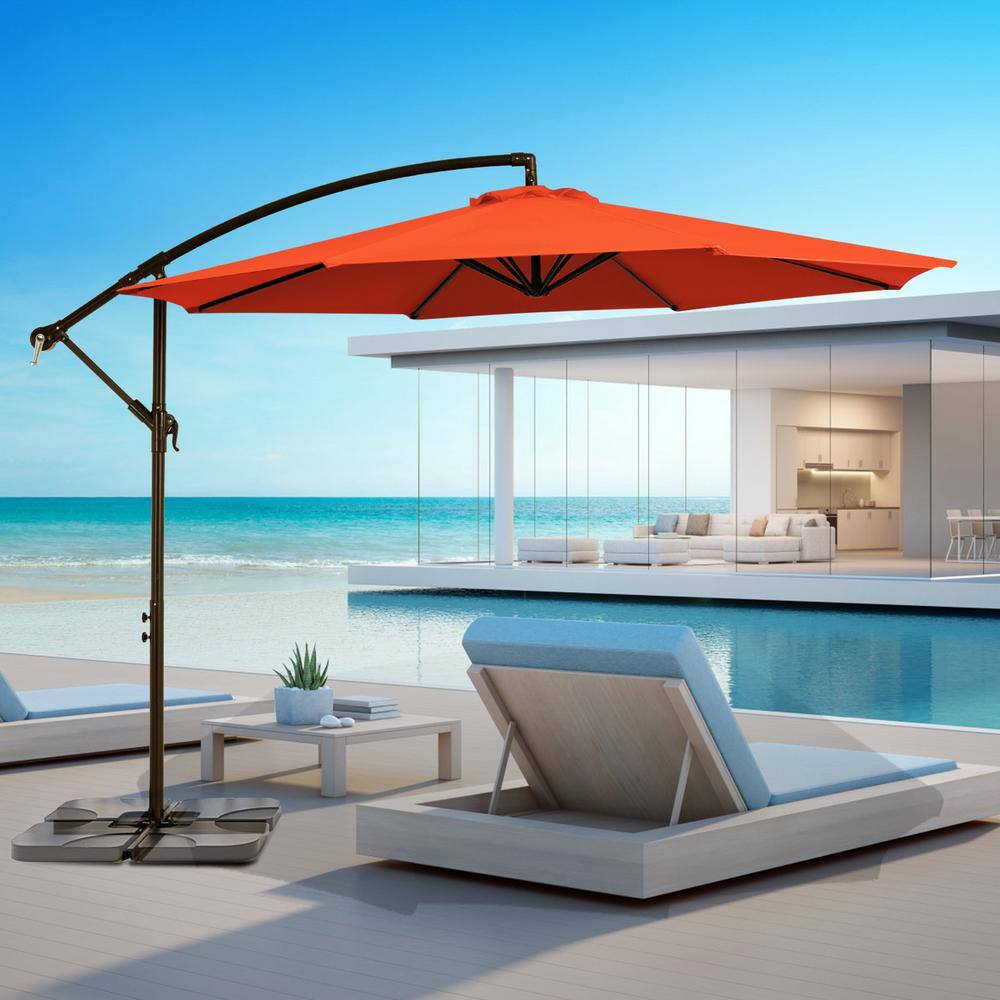 Curvy 10 ft. Steel Large Cantilever Patio Umbrella with Cross Base in Orange price history on PriceWatchPro