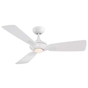 Mykonos 52 in. LED Indoor/Outdoor Matte White 3-Blade Smart Ceiling Fan with 3000K Light Kit and Wall Control