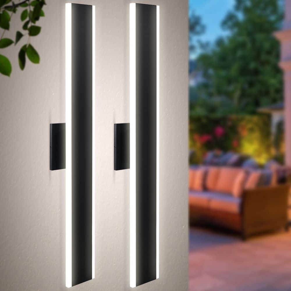 36 in. LED Outdoor Hardwired Wall Sconce, 30W, 2400 Lumens, 5CCT Selectable (2700K-5000K) Dimmable, CRI 90, Black 2 Pack price history on PriceWatchPro