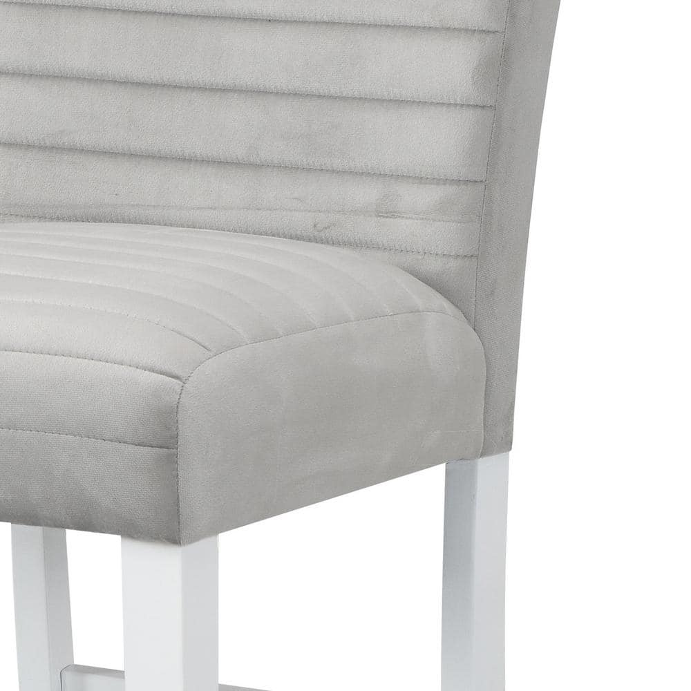 Elizaveta Gray Velvet and White Wood Counter Chair Set