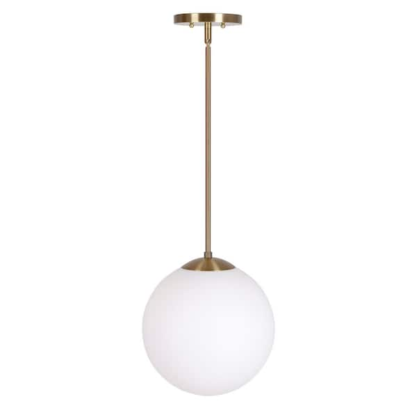 Unbranded Selene 1-Light Soft Gold Pendant with Satin Opal Globe Glass Shade