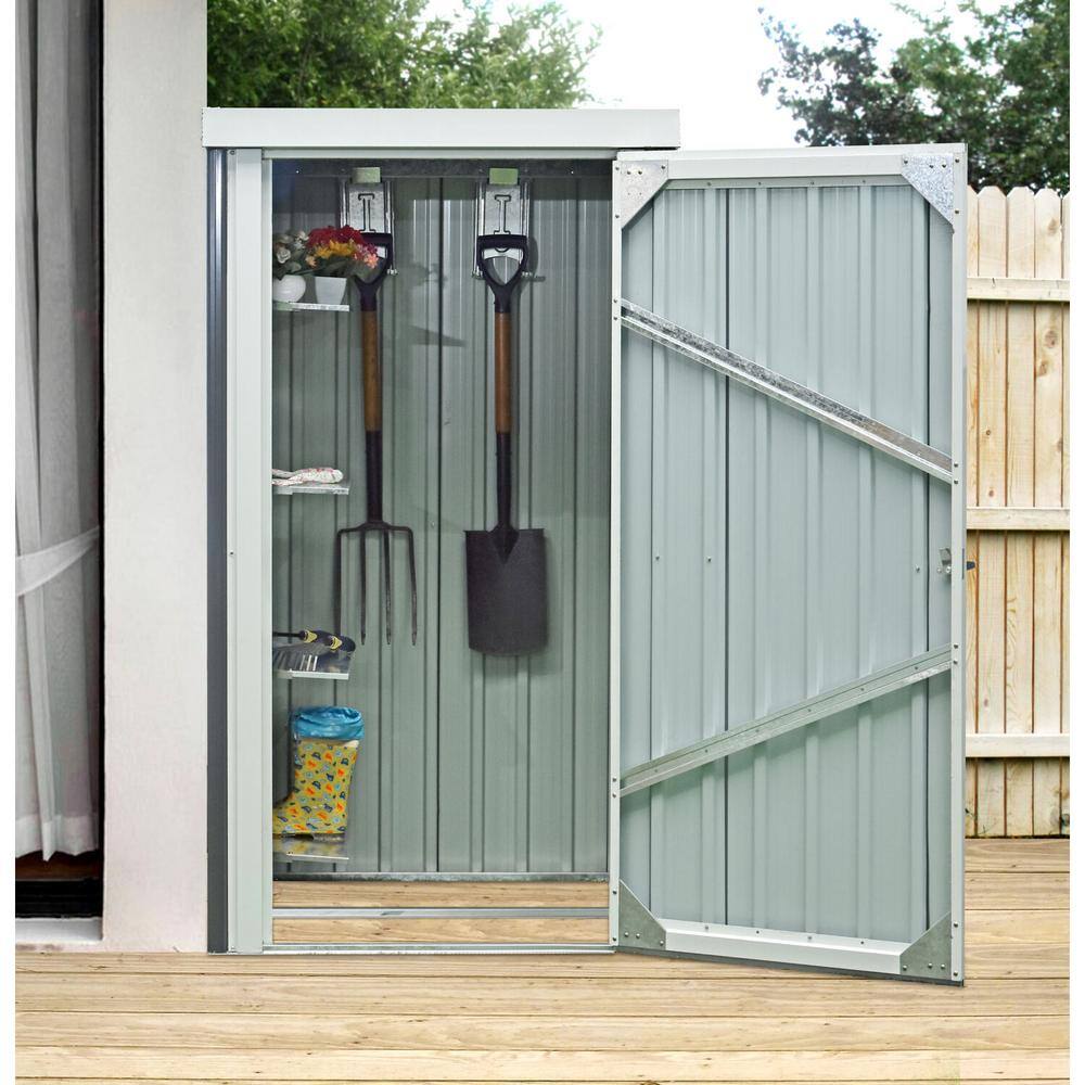 Hanover Dark Gray and White Galvanized Steel Patio Storage Shed