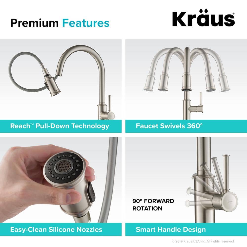Stainless Steel Single Handle Pull-Down Kitchen Faucet