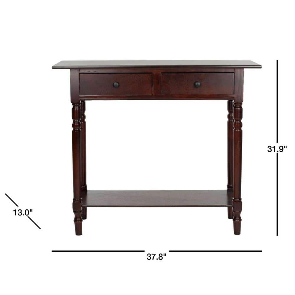 Transitional Dark Cherry Wood Console Table with Storage
